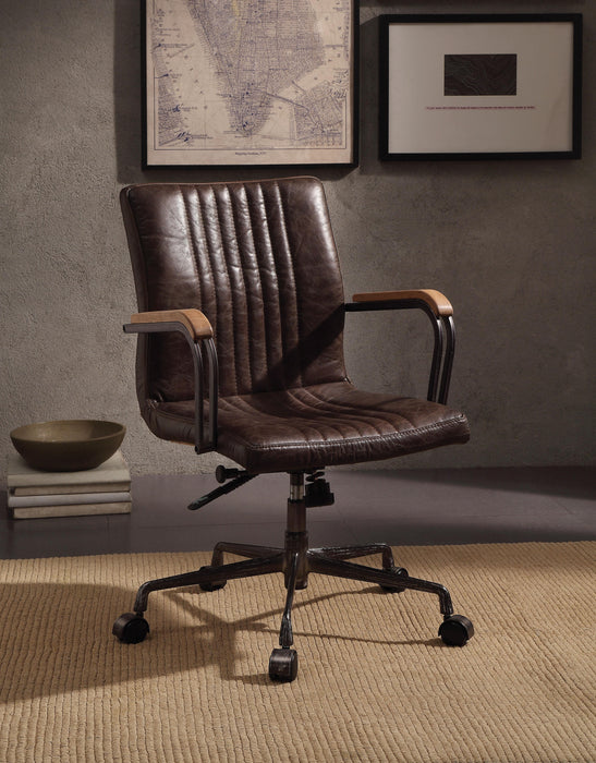 Joslin Distress Chocolate Top Grain Leather Office Chair image