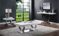 Zander White Printed Faux Marble & Mirrored Silver Finish Table Set image