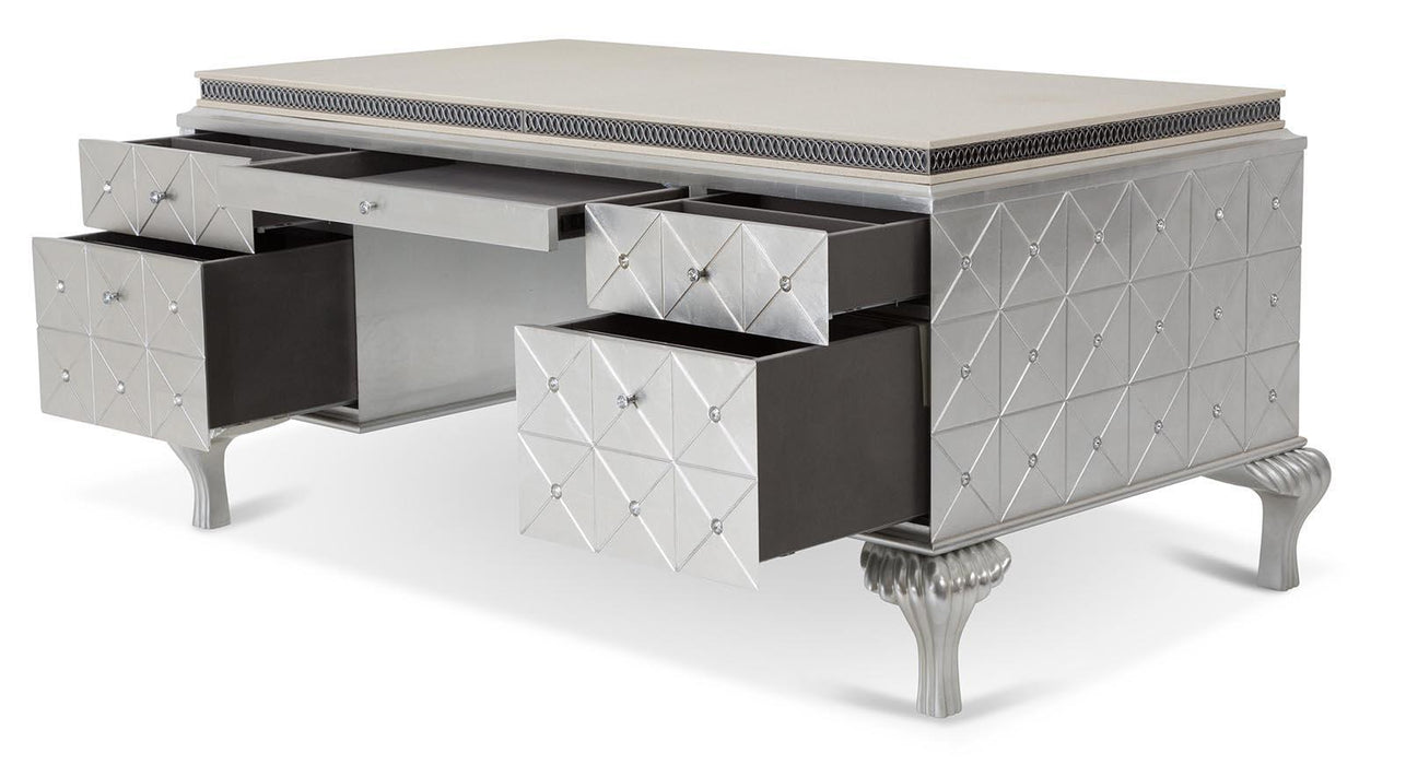 Hollywood Swank Desk in Pearl Caviar