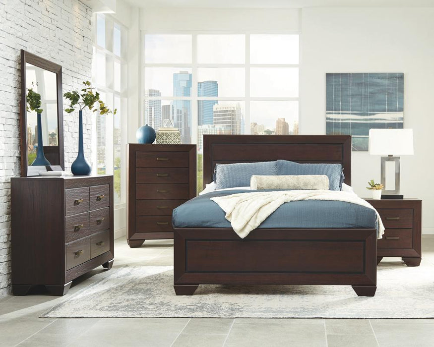 Kauffman Eastern King Panel Bed Dark Cocoa