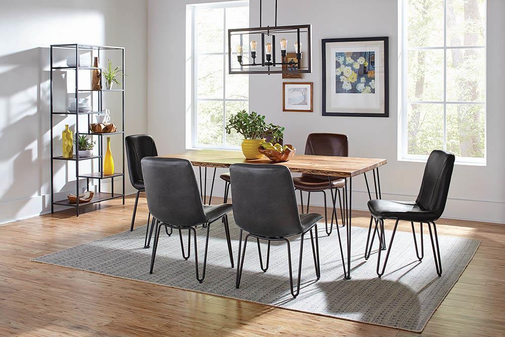 Sherman Rectangular Dining Table Natural Acacia and Matte Black