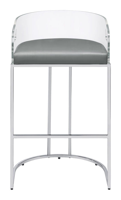 Thermosolis Acrylic Back Bar Stools Grey and Chrome (Set of 2)