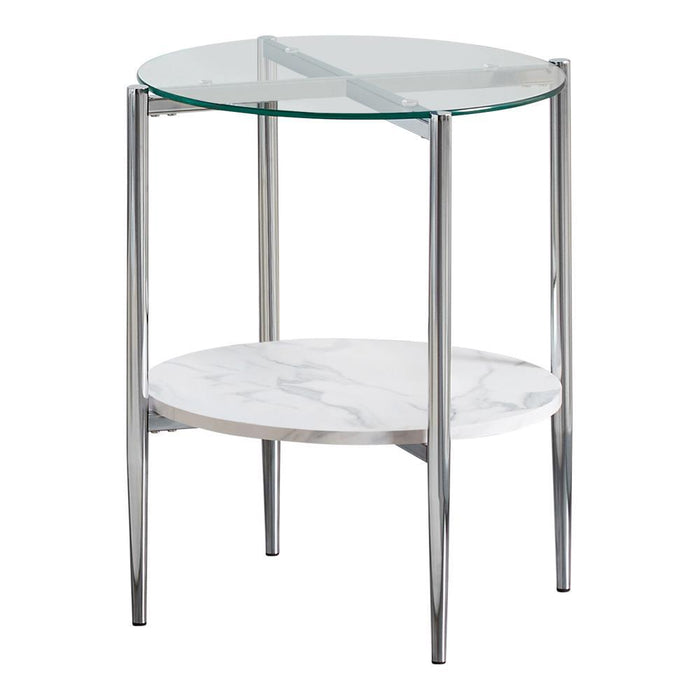 Cadee Round Glass Top End Table Clear and Chrome